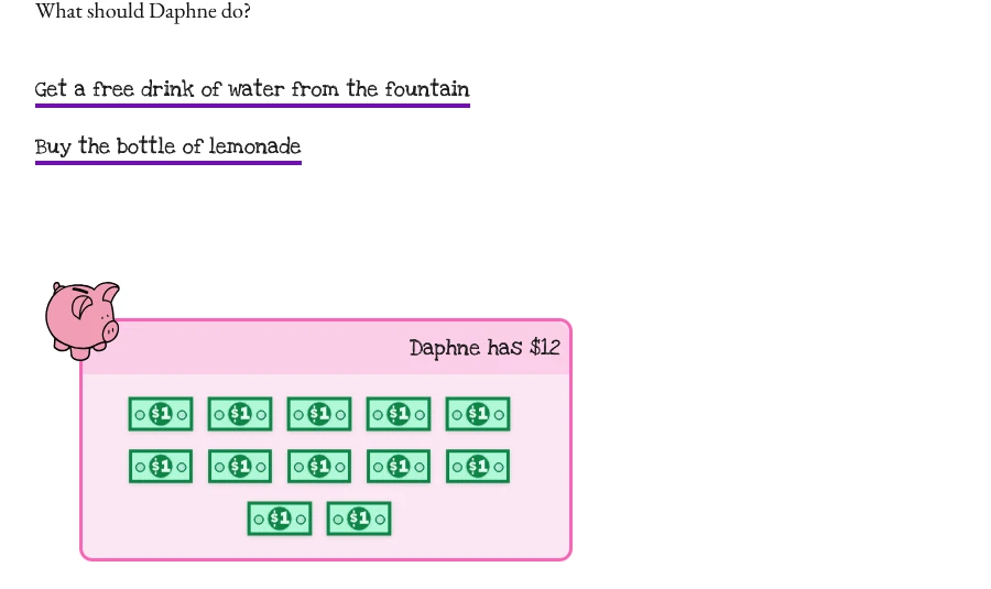 screenshot of piggy bank showing cash balance